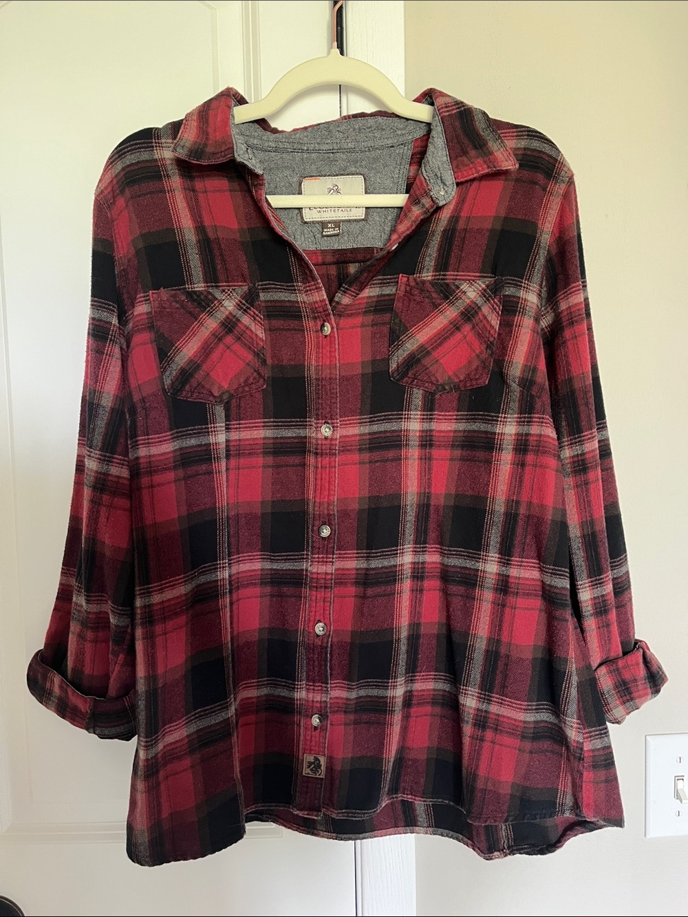 Legendary Whitetails Red and Black Button Down Flannel Shirt Women's Size XL